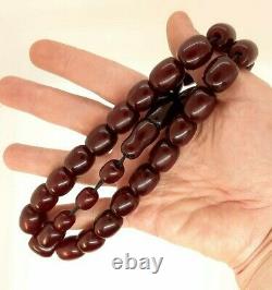 98.7 Grams Antique Faturan Cherry Amber Prayer Rosary Beads Misbah Marbled