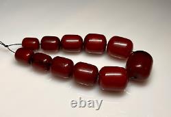 99 Grams Antique Faturan Cherry Amber Bakelite Beads Necklace Marbled