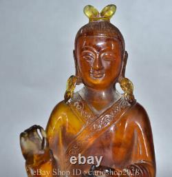 9.2 China Red Amber Carved Young Guru Padmasambhava Rinpoche Buddha Statue