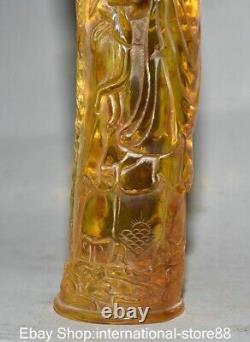 9.2 Rare Old Chinese Red Amber Carving Feng Shui Longevity Star immortal Statue