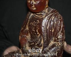 9.6 Chinese Buddhism Marked Red Amber Sit Shakyamuni Amitabha Buddha Statue