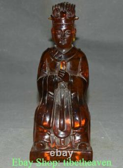 9.6 Old China Red Amber Feng Shui Palace Civil Service Sculpture Statue