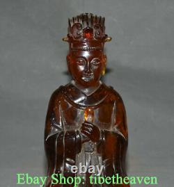 9.6 Old China Red Amber Feng Shui Palace Civil Service Sculpture Statue