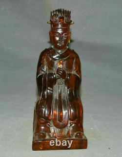 9.6 Old Chinese Red Amber Carving Dynasty Wenguan civil official figure Statue