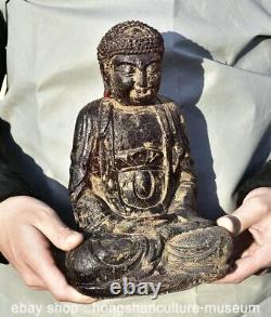 9.6 Rare Chinese Red Amber Carving Feng Shui Shakyamuni Amitabha Buddha Statue