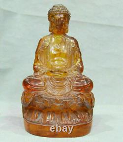 9 Chinese Red Amber Carving Buddhism Shakyamuni Amitabha Buddha Sculpture