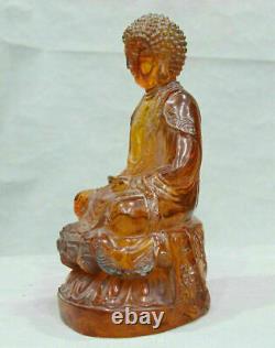 9 Chinese Red Amber Carving Buddhism Shakyamuni Amitabha Buddha Sculpture
