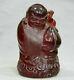 9 Chinese Red Amber Carving Feng Shui God Of Longevity Hold Peach Sculpture