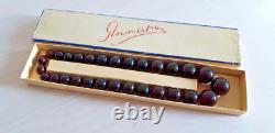 AMBER NECKLACE dark cherry Round beads Necklace Jewelry pressed 110gr