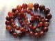 Antique 30 Bakelite Cherry Amber Glowing Marbled Round Bead Necklace 90g Nice
