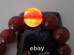 ANTIQUE CHERRY AMBER BAKELITE GRADUAL SPHERES NECKLACE 103g 925 CLASP TESTED