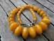 Antique Cherry Yellow Amber Bakelite Islamic Beads Necklace 119.4gr With Veins