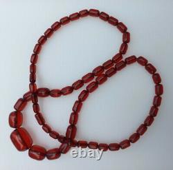 ANTIQUE Cherry Amber BAKELITE Beads Necklace 86gms Faturan Prayer Worry Tasbih