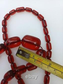 ANTIQUE Cherry Amber BAKELITE Beads Necklace 86gms Faturan Prayer Worry Tasbih