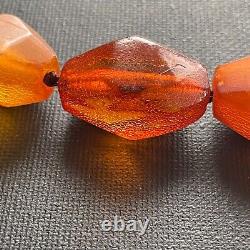 ANTIQUE NATURAL AMBER FACETED BEAD NECKLACE 46g #1861