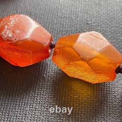 ANTIQUE NATURAL AMBER FACETED BEAD NECKLACE 46g #1861