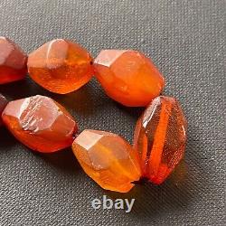 ANTIQUE NATURAL AMBER FACETED BEAD NECKLACE 46g #1861