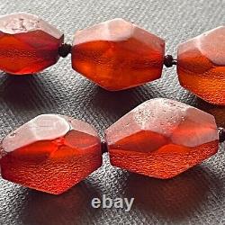 ANTIQUE NATURAL AMBER FACETED BEAD NECKLACE 46g #1861