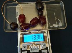 ANTIQUE OTTOMAN RED CHERRY AMBER BAKELITE FATURAN BEADS 19 grams