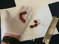 ANTIQUE OTTOMAN RED CHERRY AMBER BAKELITE FATURAN BEADS SPIRAL DAMARI 25 grams