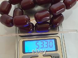 ANTIQUE OTTOMAN RED CHERRY AMBER BAKELITE FATURAN BEADS VEINS 53 grams CRACKED
