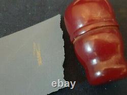 ANTIQUE OTTOMAN RED CHERRY AMBER BAKELITE FATURAN BEAD IMAM DAMARI 7.3 grams