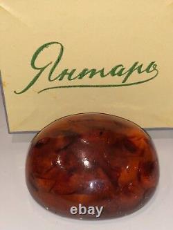 ANTIQUE VINTAGE 28g BIG RUSSIAN BALTIC CHERRY COGNAC AMBER STONE BROOCH