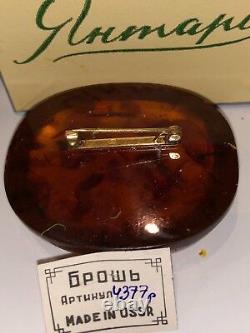 ANTIQUE VINTAGE 28g BIG RUSSIAN BALTIC CHERRY COGNAC AMBER STONE BROOCH