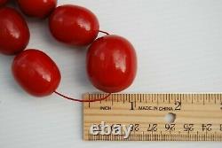 ANTIQUE VINTAGE ART DECO CHERRY RED AMBER BAKELITE TESTED BEADS NECKLACE 140gr