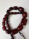 Antique Vintage Cherry Amber Bakelite Beads Necklace Marbled Swirls 99gr