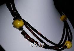 ANTIQUE Vintage Cherry Egg Yolk Beads Genuine BALTIC AMBER Necklace