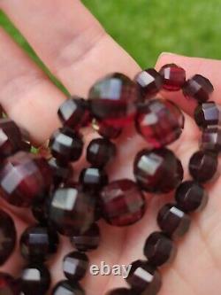 ART DECO CHERRY-Colored Faceted BEADS, 48grams