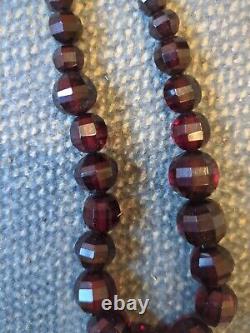 ART DECO CHERRY-Colored Faceted BEADS, 48grams