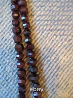 ART DECO CHERRY-Colored Faceted BEADS, 48grams