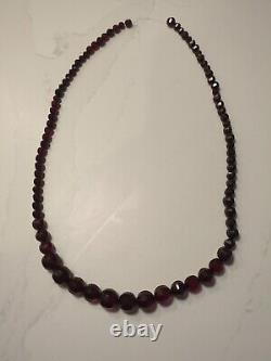 ART DECO CHERRY-Colored Faceted BEADS, 48grams