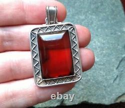 A magnificent antique German 1930s Baltic Amber Pendant in 835 Silver