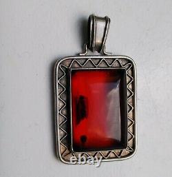 A magnificent antique German 1930s Baltic Amber Pendant in 835 Silver