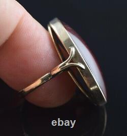 Antique 10k & Red Baltic Amber Ring Sz 4.5 #365