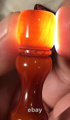 Antique 1930s Faturan Cherry Amber Bakelite Prayer 18 Bead Mala Tested