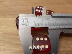 Antique 1940s Vintage Cherry Amber Bakelite Pair 5 Casino Dice Cube 42gr 20mm