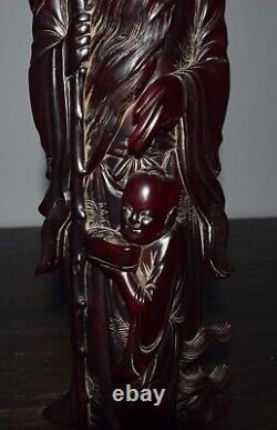 Antique 2 Chinese Red Cherry Amber Bakelite Resin Immortal Figure Figurine 2543g