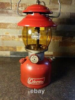 Antique 8/1966 RED Model 200a NICE Coleman Lantern withRARE Amber Globe