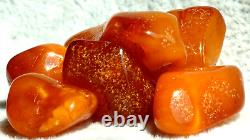 Antique Amber 6 Stones Cherry Red Colour Old Authentic Rare Pieces From Europe