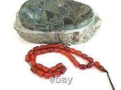 Antique Amber Faturan Red Cherry Bakelite Catalin, Worry Prayer Beads Tesbih