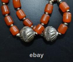 Antique Amber Necklace, Old Amber Necklace, Lunar Amulet, African (V223)