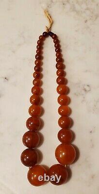 Antique Art Deco Cherry Amber Bakelite Bead Necklace