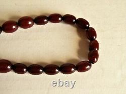 Antique Art Deco Cherry Amber Bakelite Bead Necklace