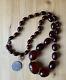 Antique Art Deco Cherry Amber Bakelite Beads Necklace Swirls/veins 29.5 95g