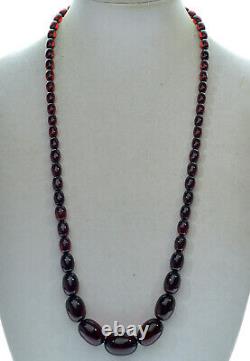 Antique Art Deco Cherry Amber Bakelite Chained Bead Necklace C. 1920