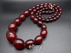 Antique Art Deco Cherry Amber Bakelite Faturan Beads Necklace 145g